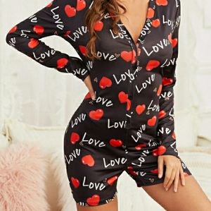 New-Letter n Heart Print Skimpy Romper XS
